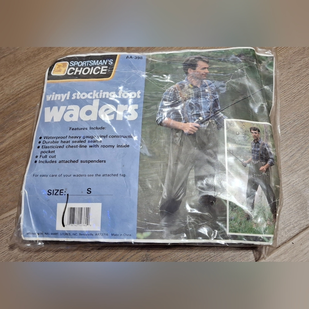 Sportsman’s Choice Waders Vinyl Stocking Foot Size S Attached Suspenders New